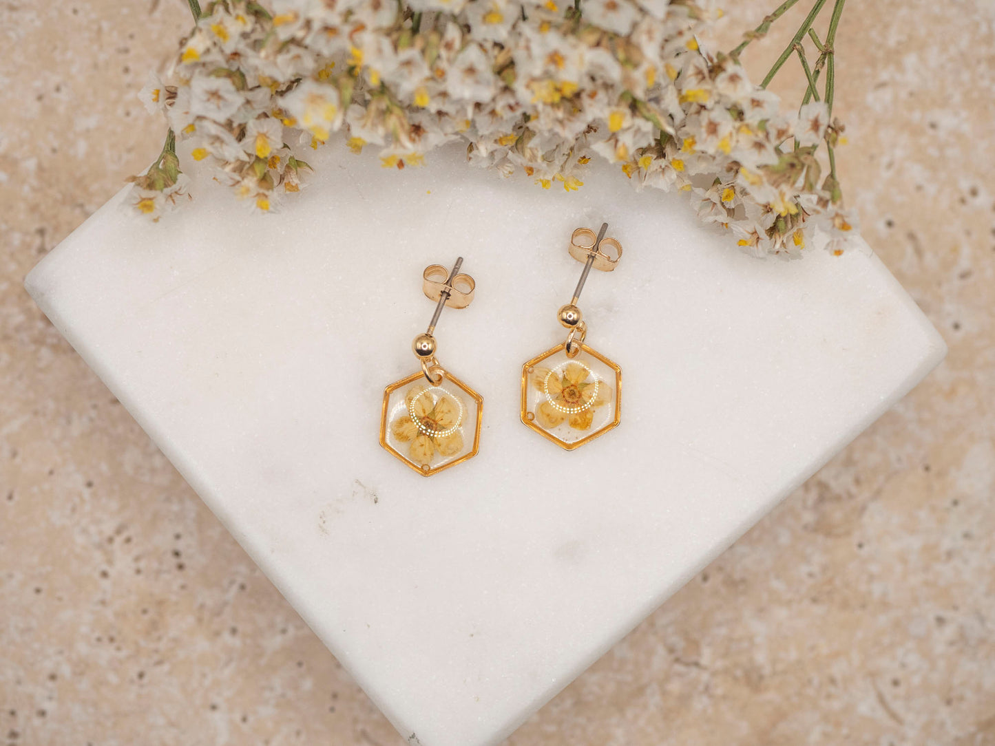 BOUCLES D'OREILLES FLORA JAUNE