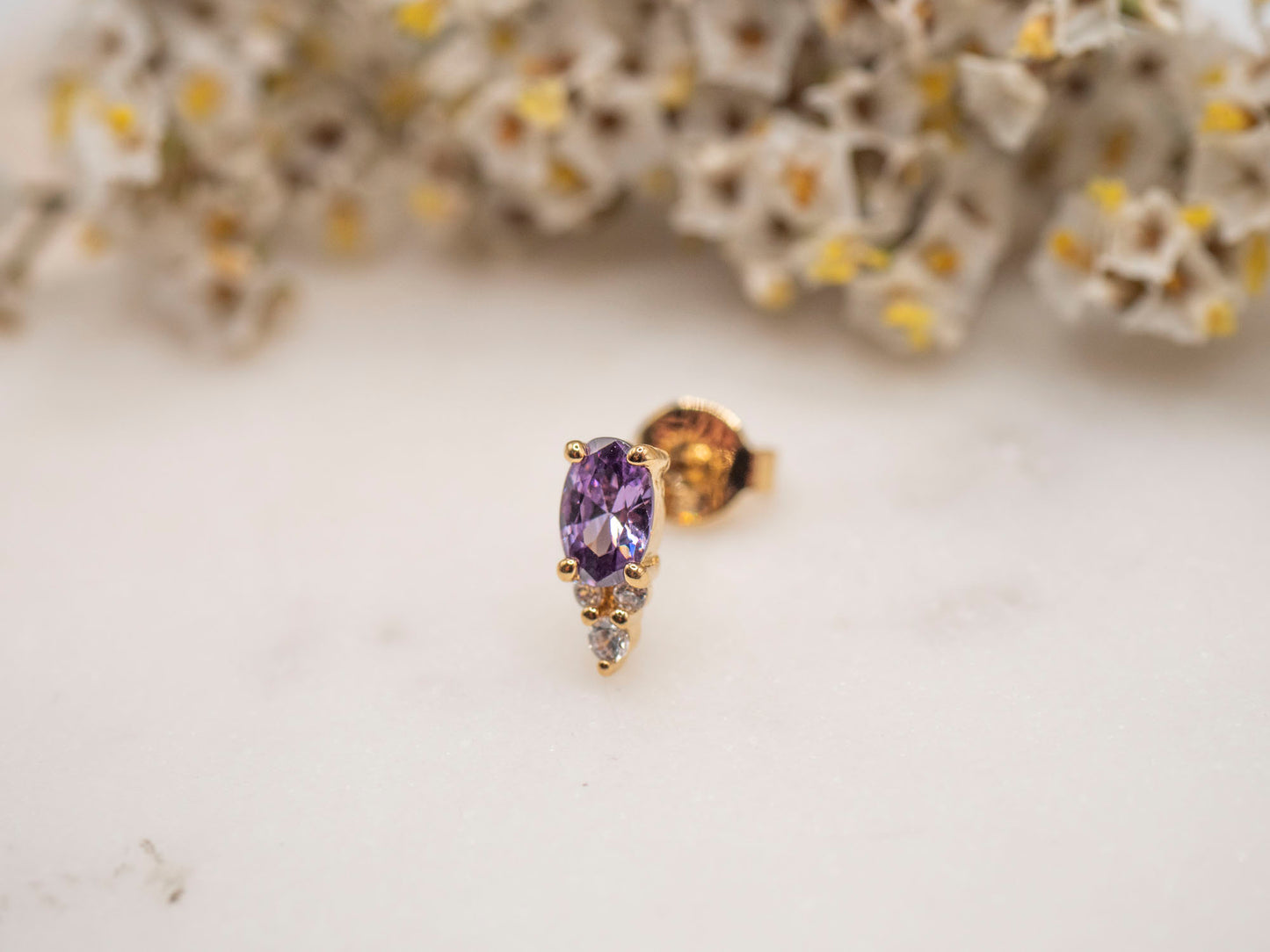 BOUCLE D'OREILLE UNIQUE VIOLETTE