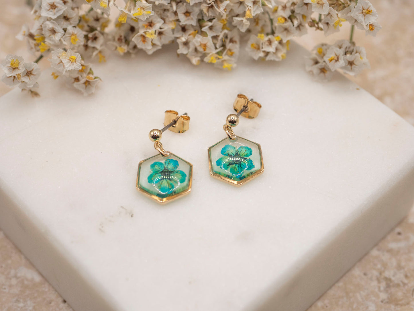 BOUCLES D'OREILLES FLORA VERTES