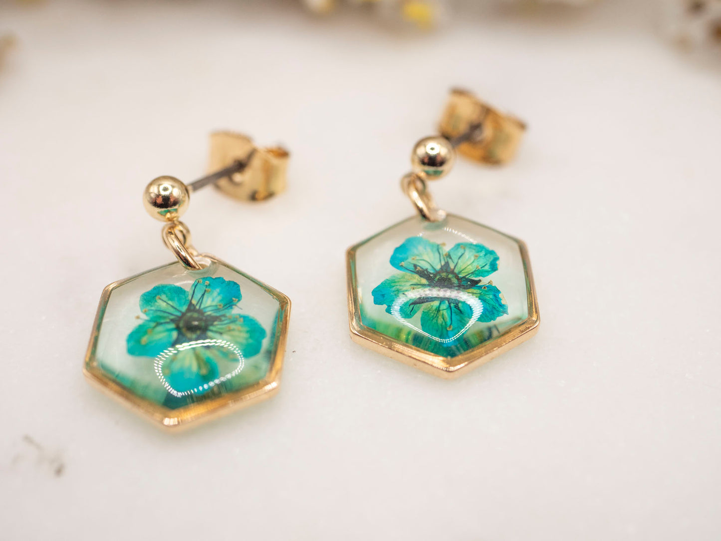 BOUCLES D'OREILLES FLORA VERTES