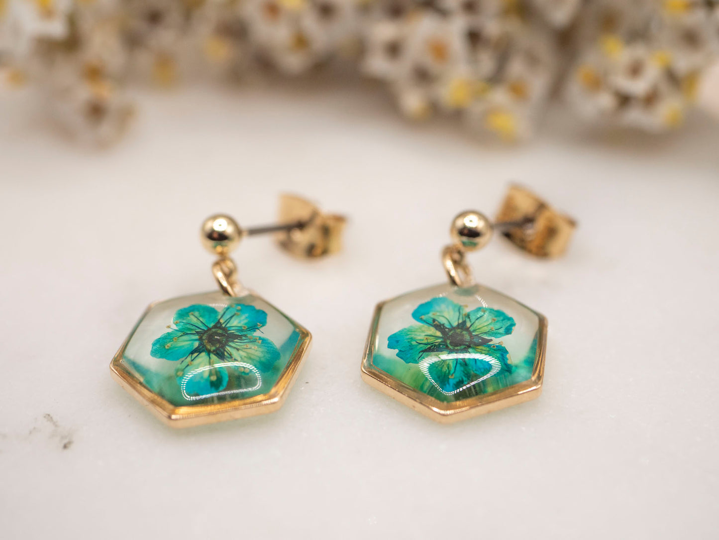 BOUCLES D'OREILLES FLORA VERTES