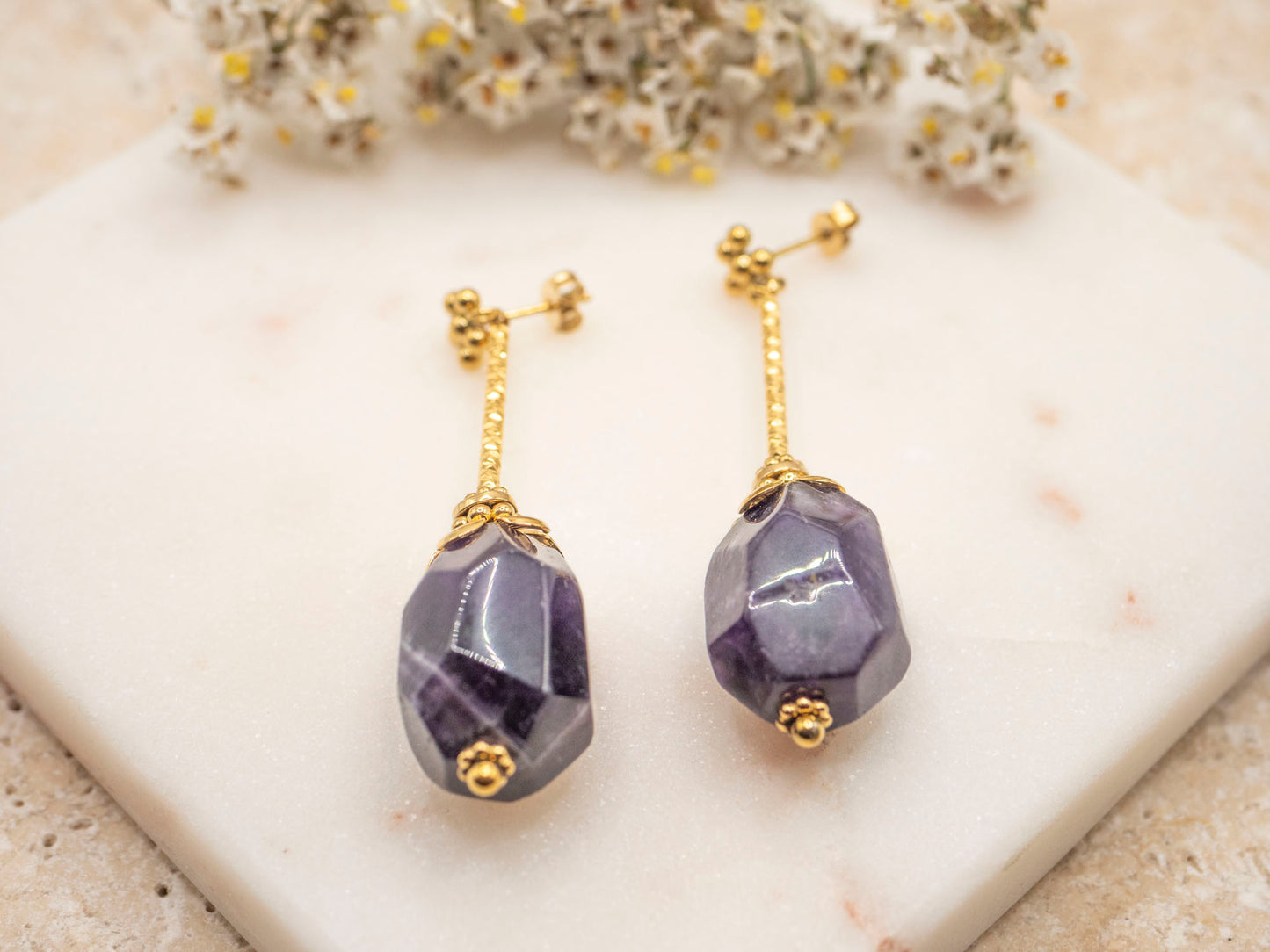 BOUCLES D'OREILLES KALYSTA QUARTZ VIOLET