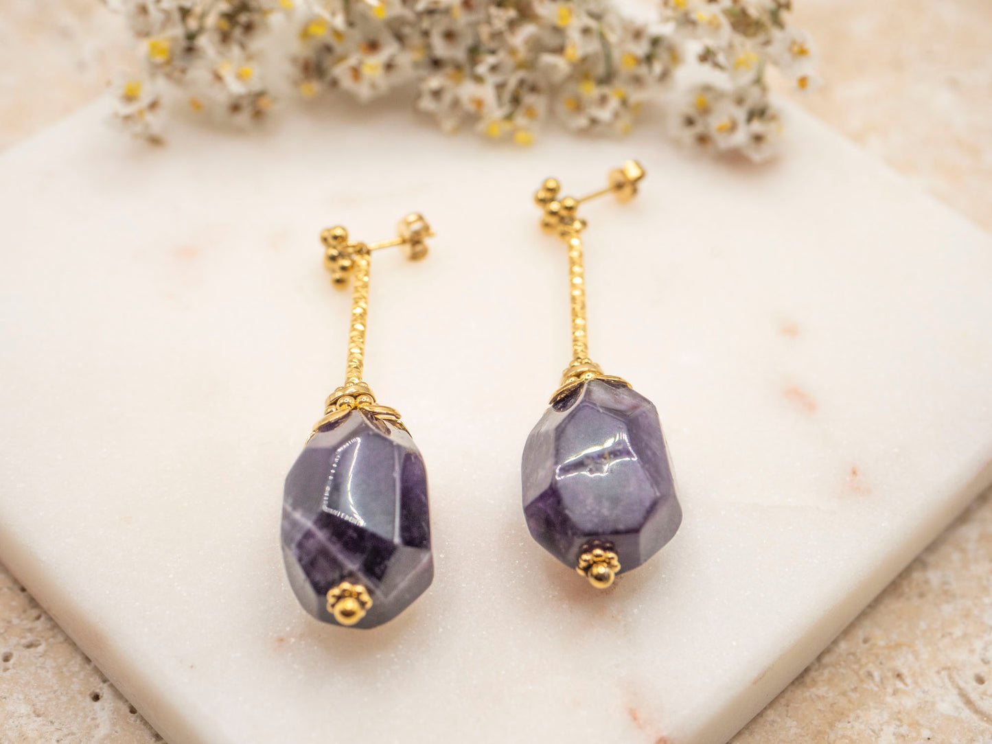 BOUCLES D'OREILLES KALYSTA QUARTZ VIOLET