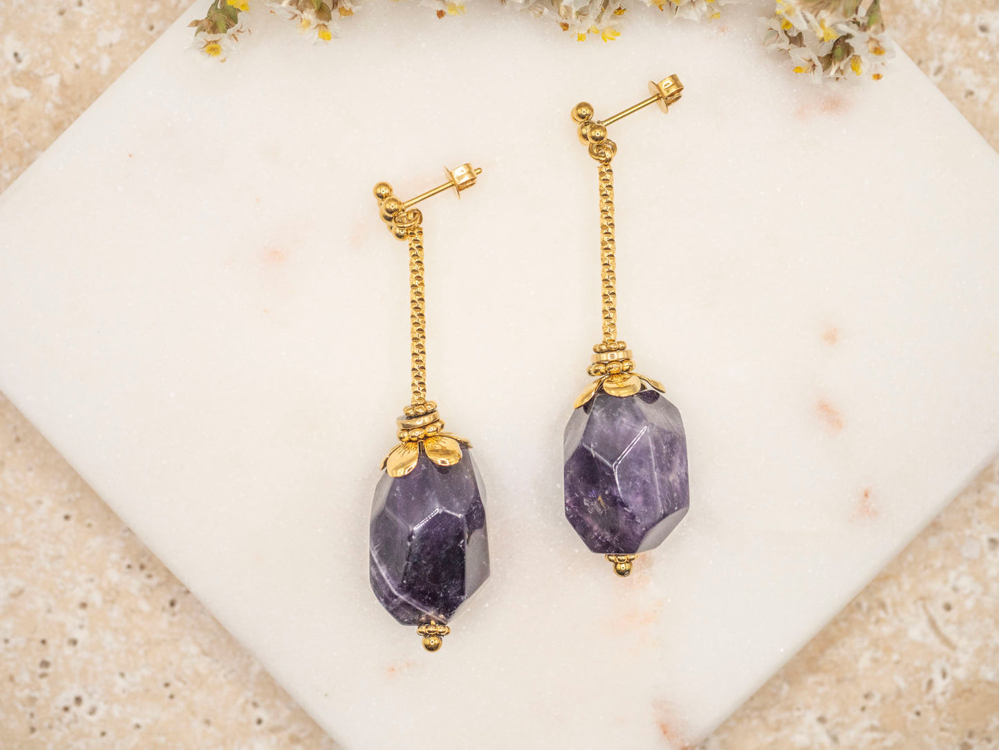 BOUCLES D'OREILLES KALYSTA QUARTZ VIOLET