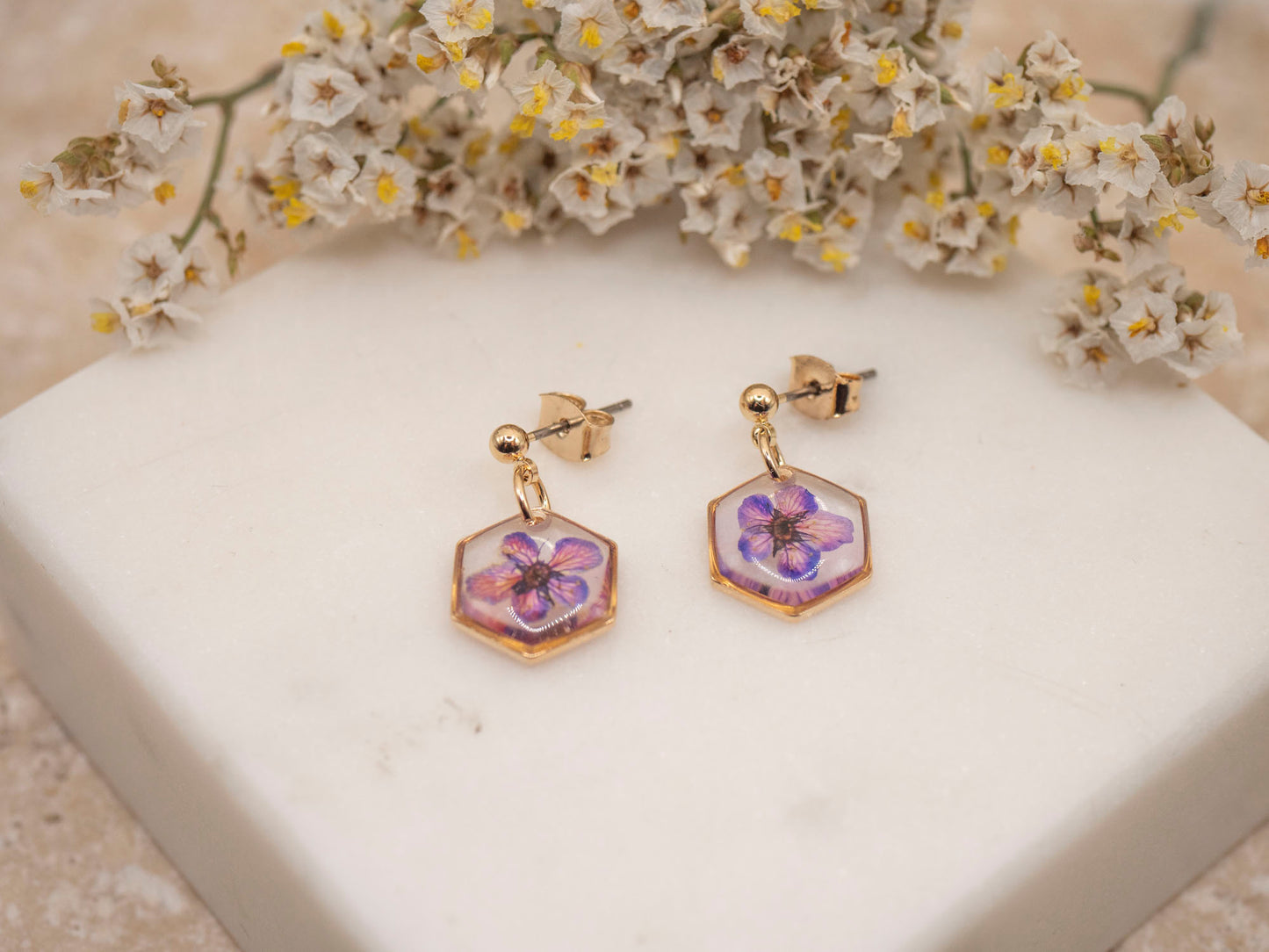 BOUCLES D'OREILLES FLORA VIOLETTES