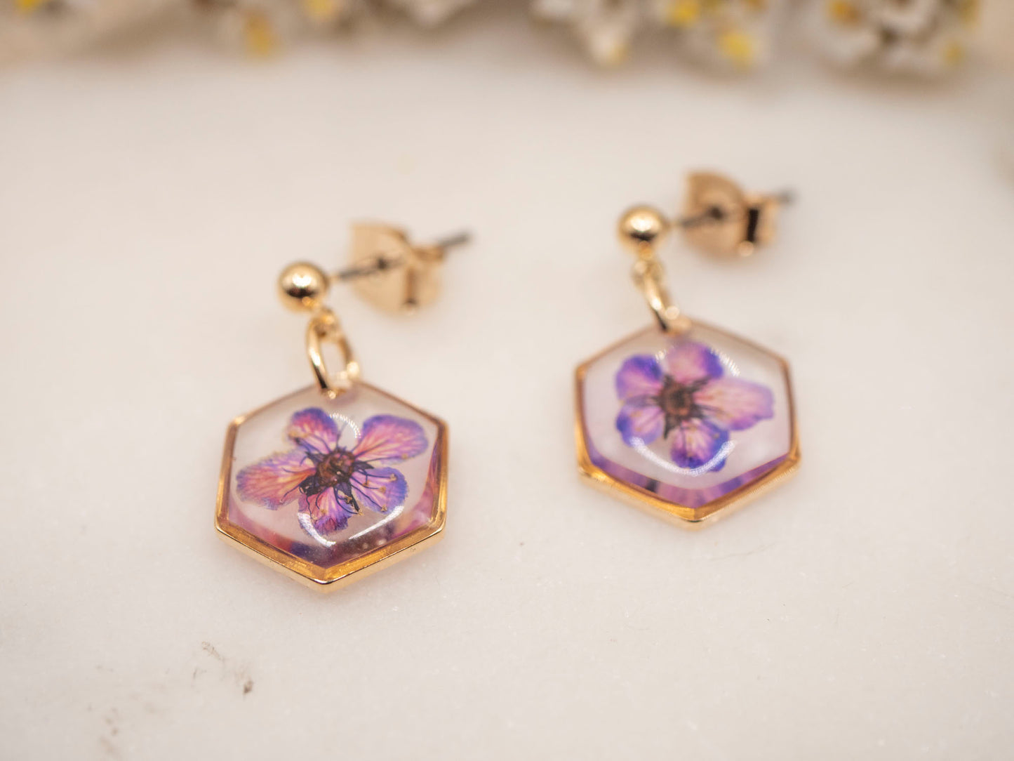 BOUCLES D'OREILLES FLORA VIOLETTES