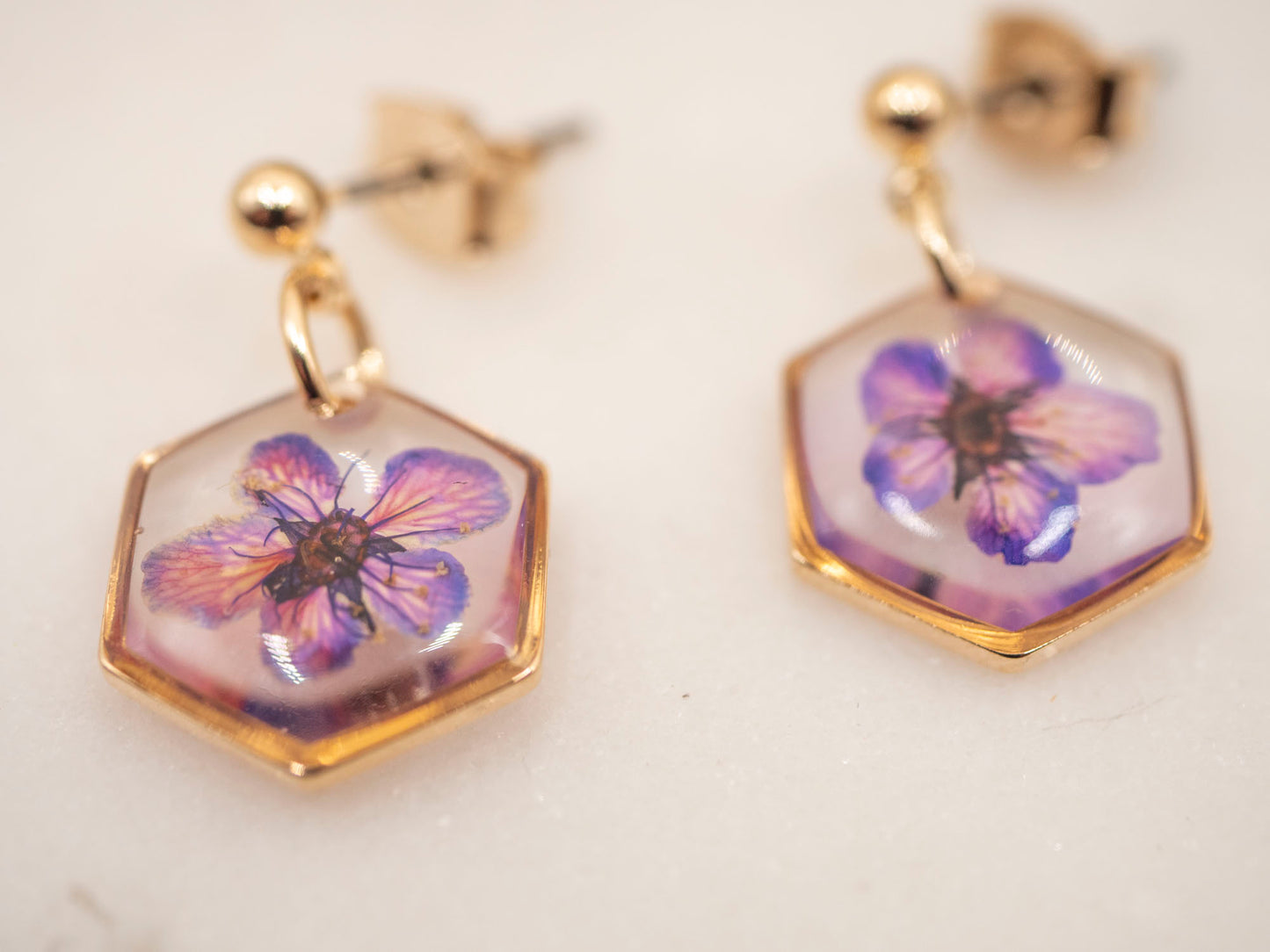 BOUCLES D'OREILLES FLORA VIOLETTES