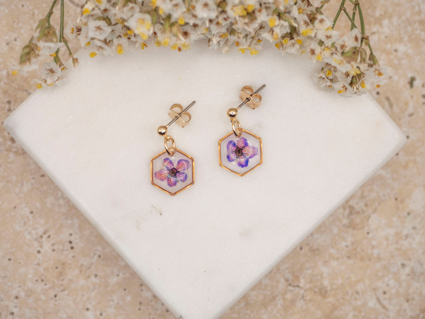 BOUCLES D'OREILLES FLORA VIOLETTES