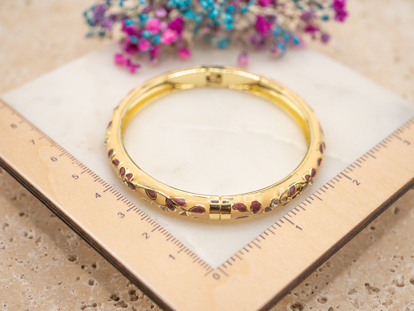 Bracelet Fleurs Grenat