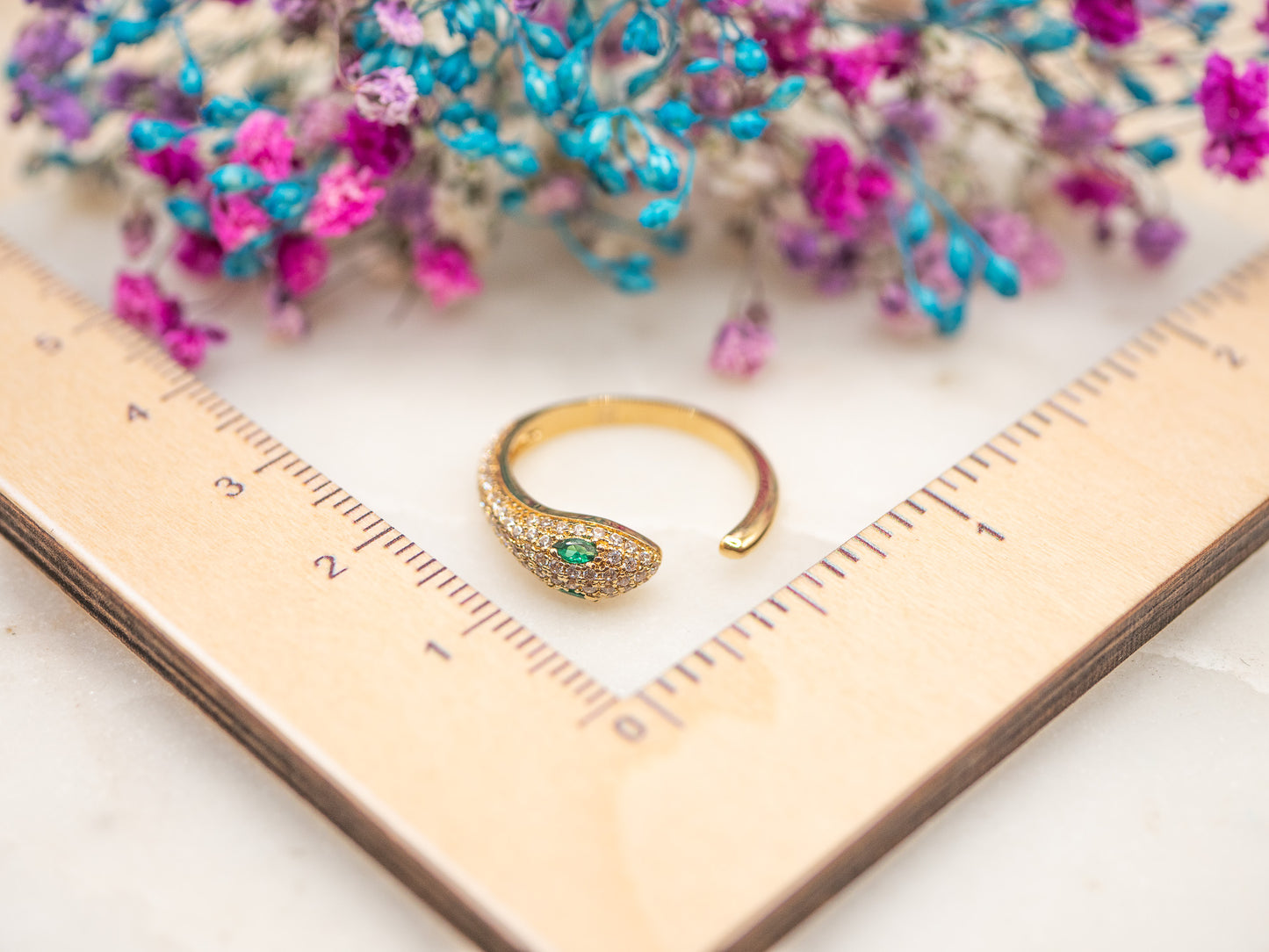 Bague ajustable Serpent Émeraude