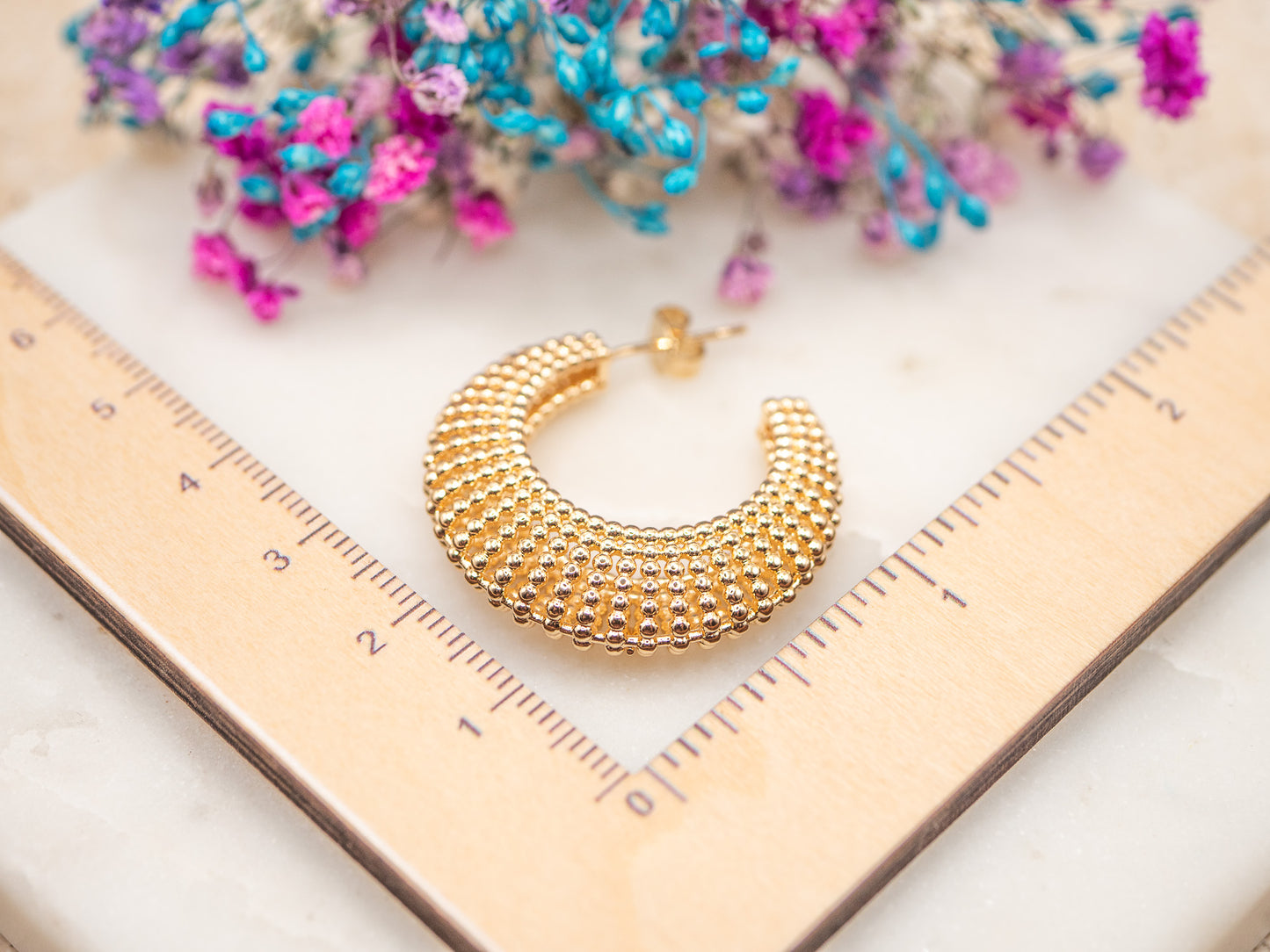 Boucles d'oreilles Demi-Lune Sablée
