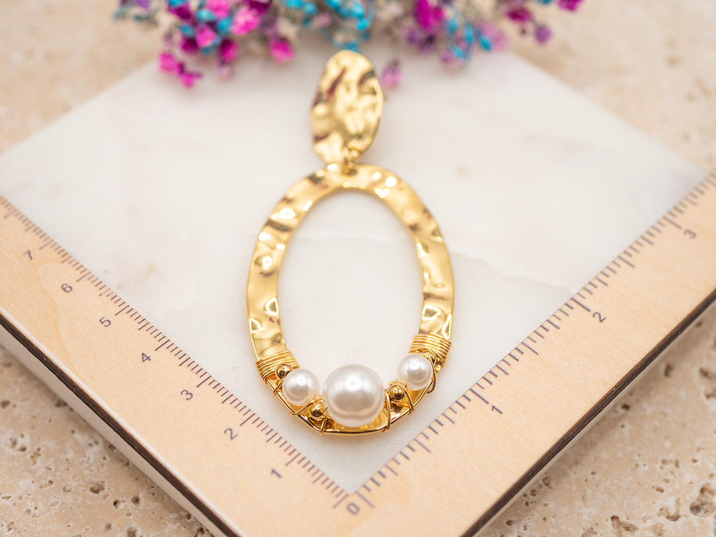 Boucles d'oreilles Perle Dorée