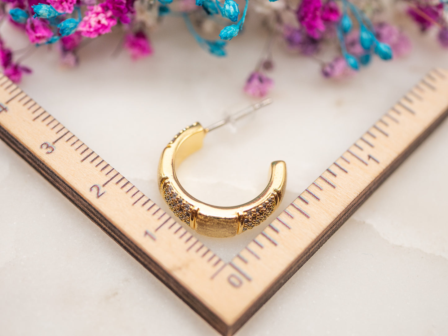 Boucle d'oreille unique Demi-Lune Miel