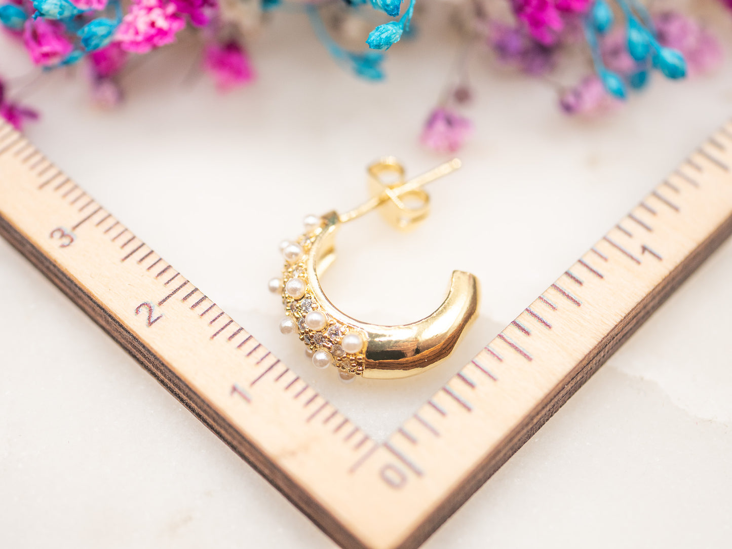 Boucle d'oreille unique Lune Nacrée