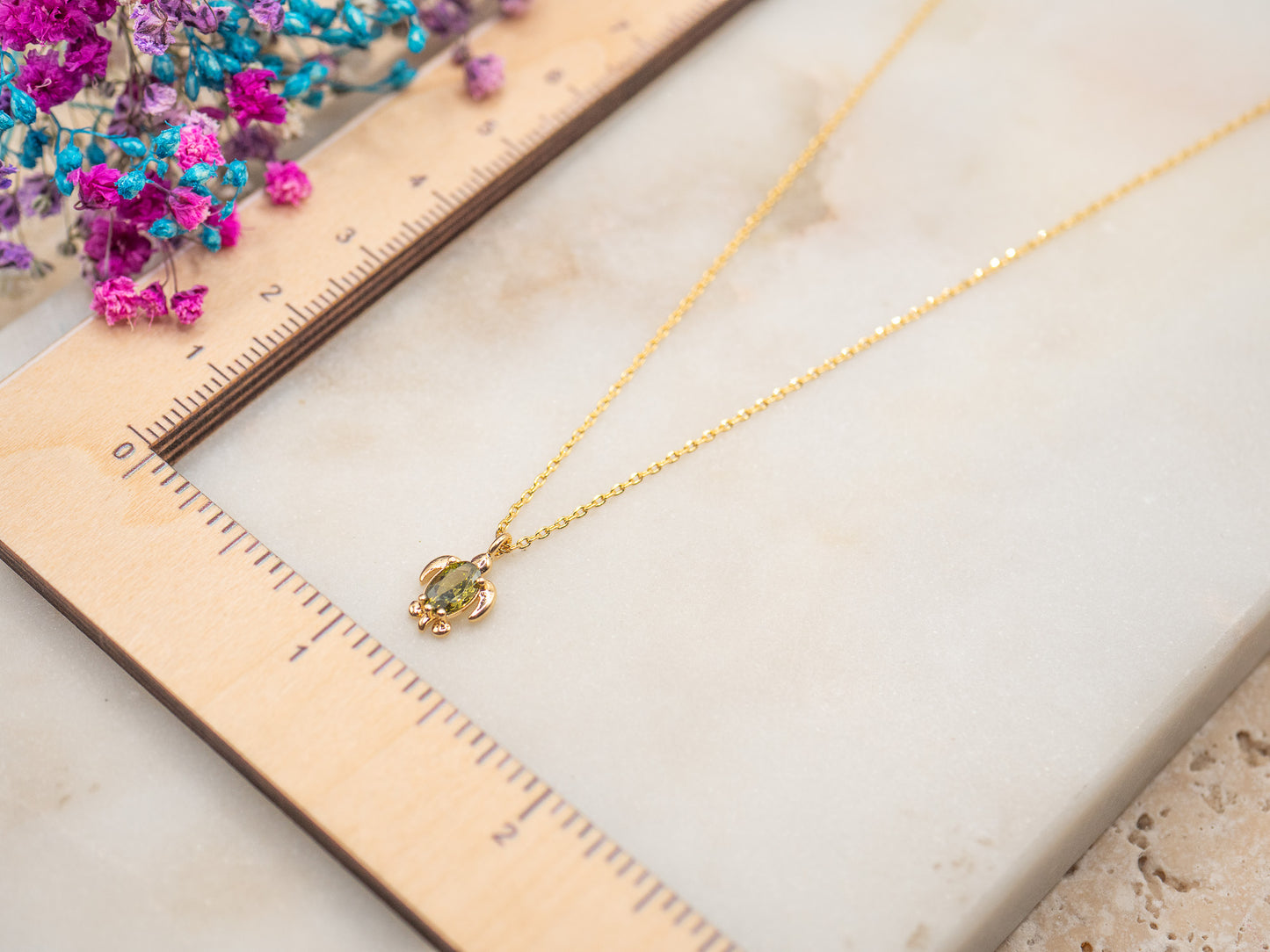 Collier Tortue Olive