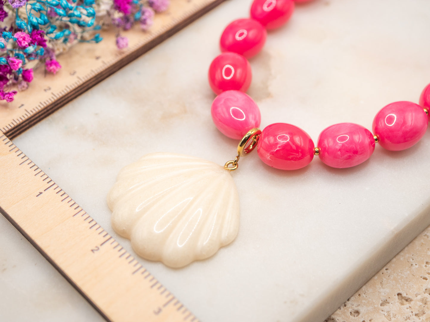 Collier Coquille Fuchsia