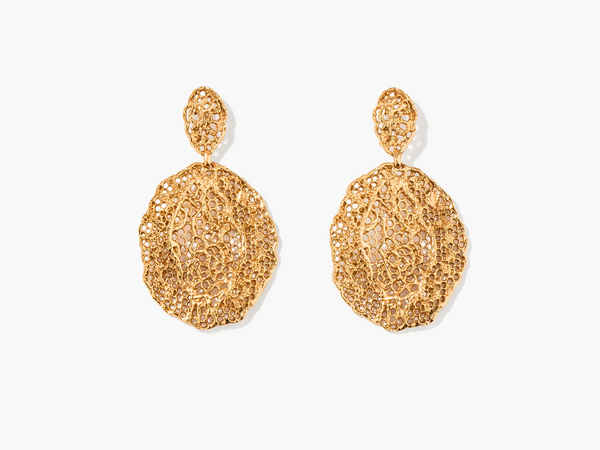 Boucles D'Oreilles Pendantes Dentelle Or Baroque - Le Bijou Français - Neuf