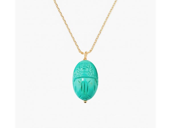 Montre pendentif scarabée or porte bonheur chaine or bijou Quartz et trotteuse