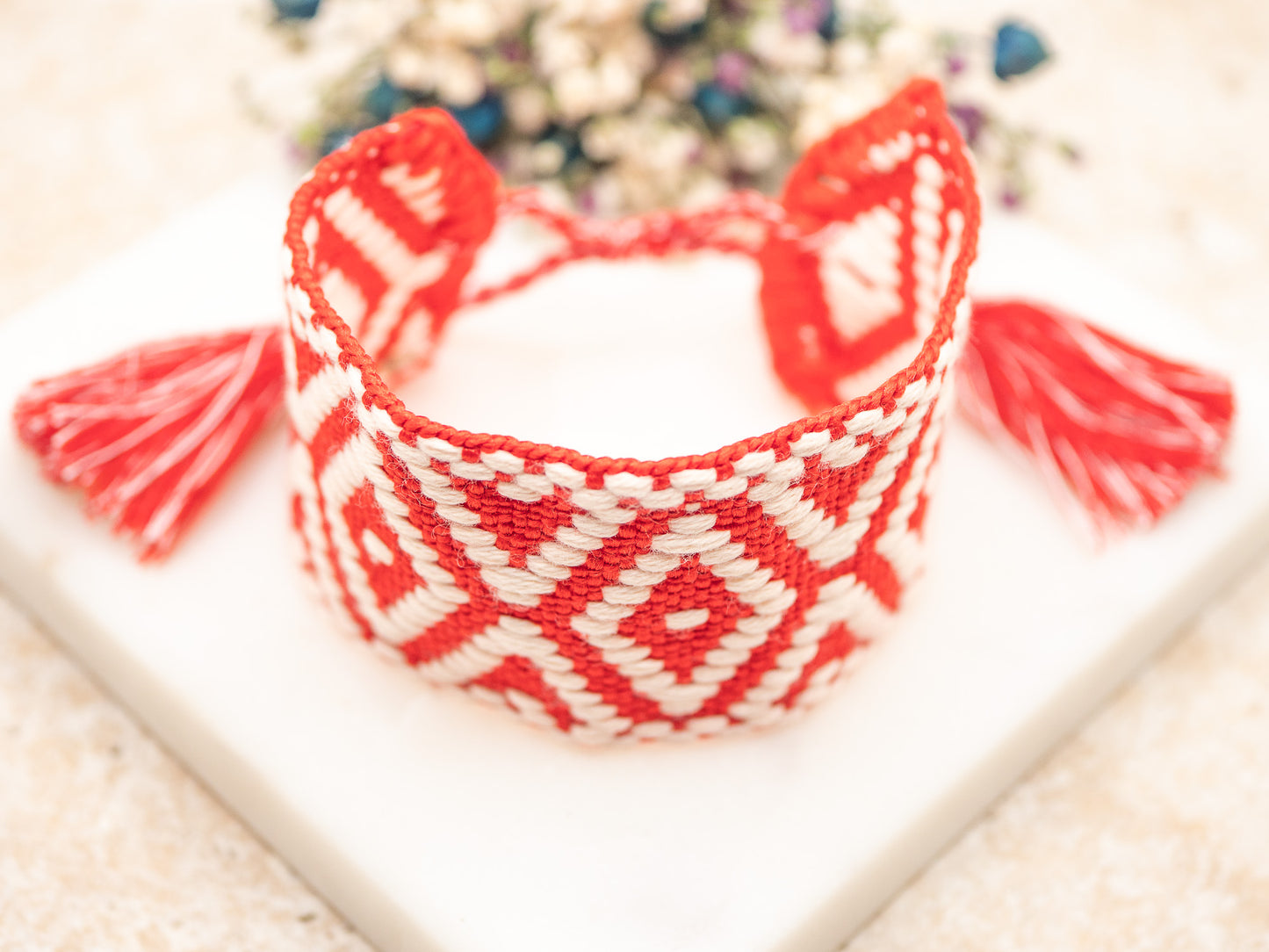 Bracelet Albaicin rouge/crème