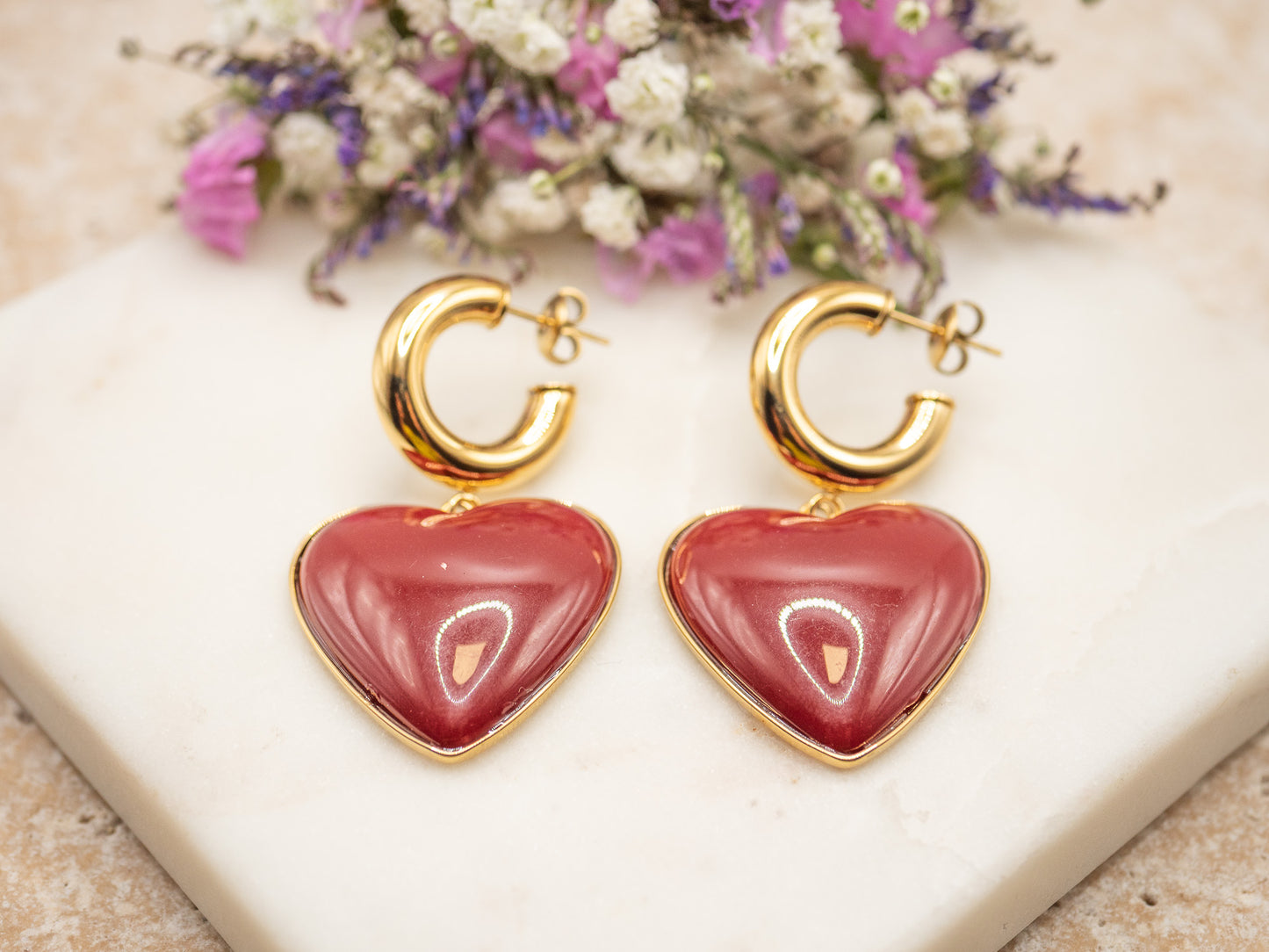 Boucles d'oreilles Loverdose (bordeaux)
