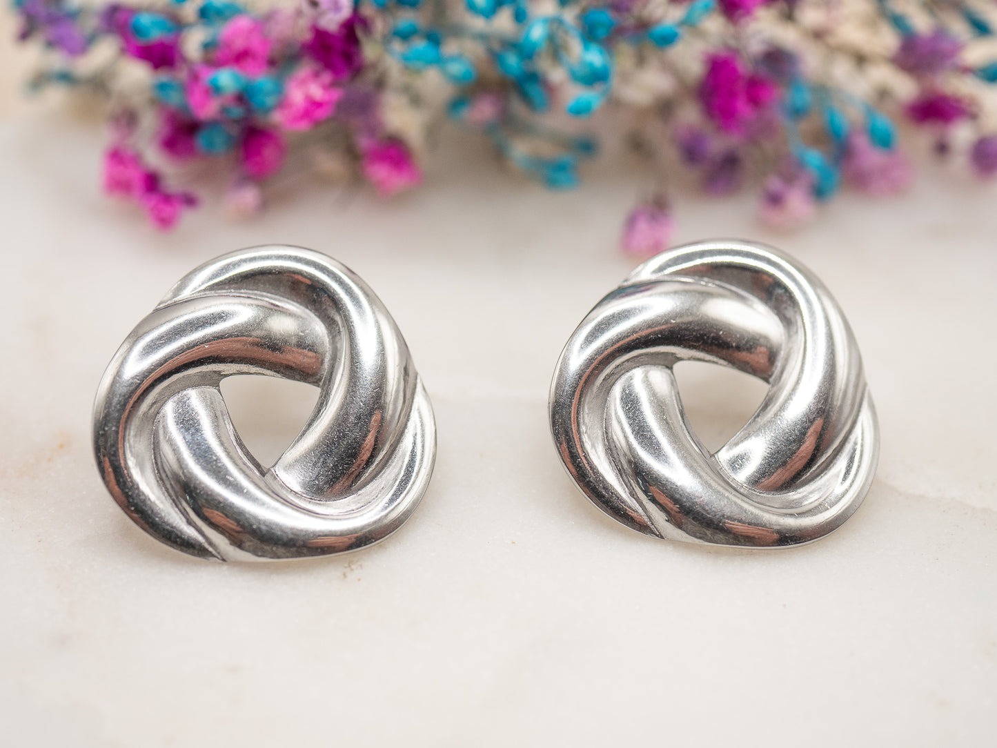 Boucles d'oreilles Nœud Chromé