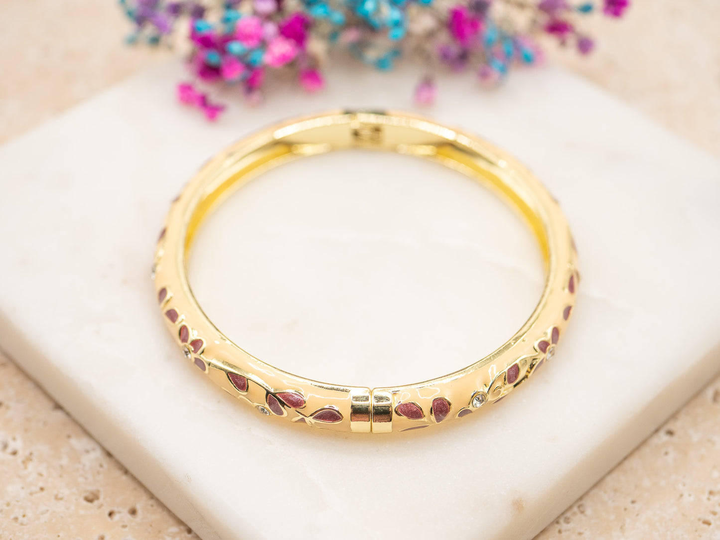 Bracelet Fleurs Grenat