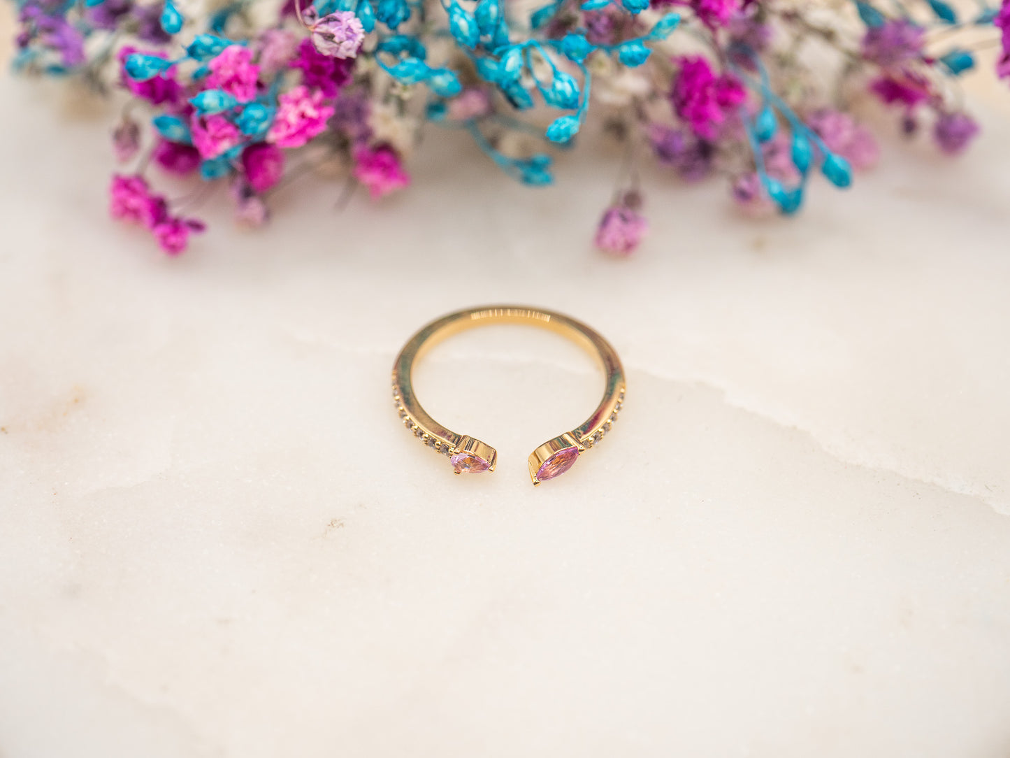 Bague ajustable Étreinte Rosée