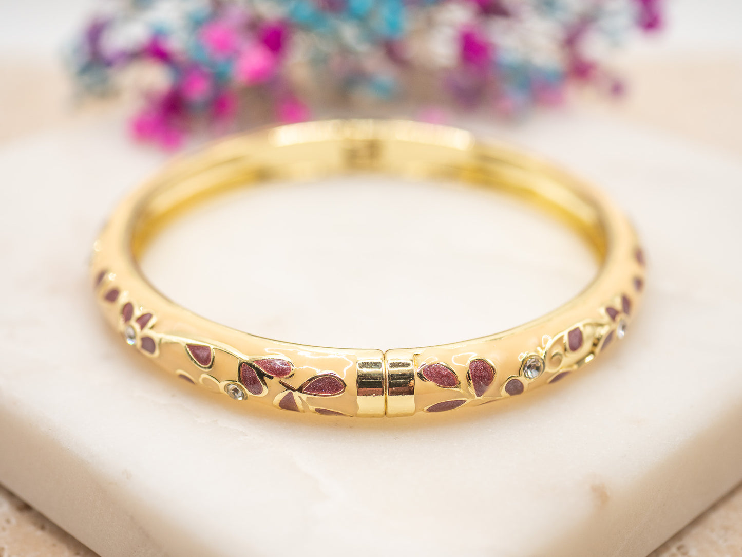 Bracelet Fleurs Grenat