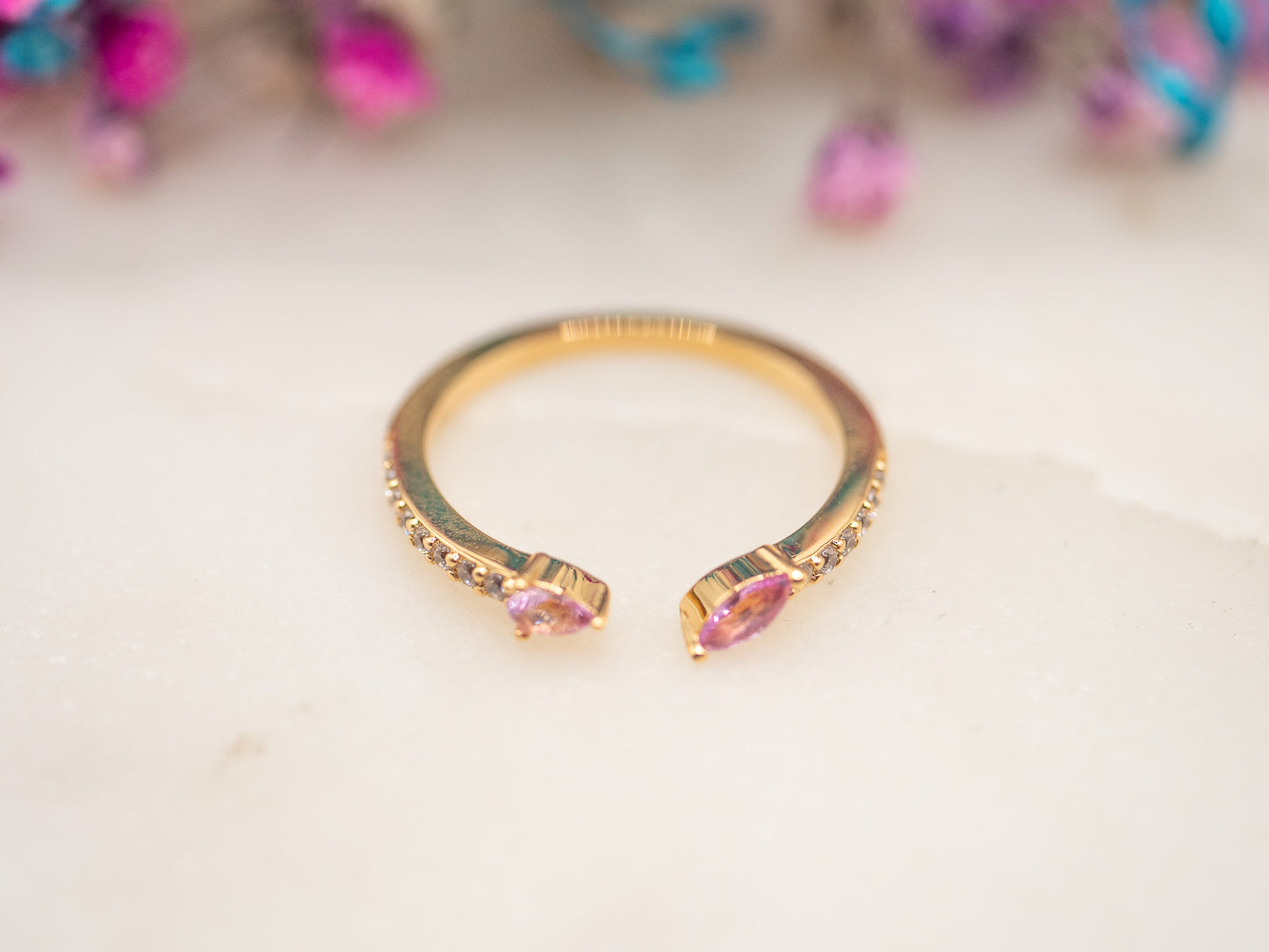 Bague ajustable Étreinte Rosée