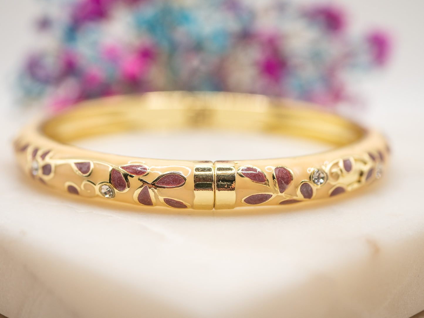 Bracelet Fleurs Grenat