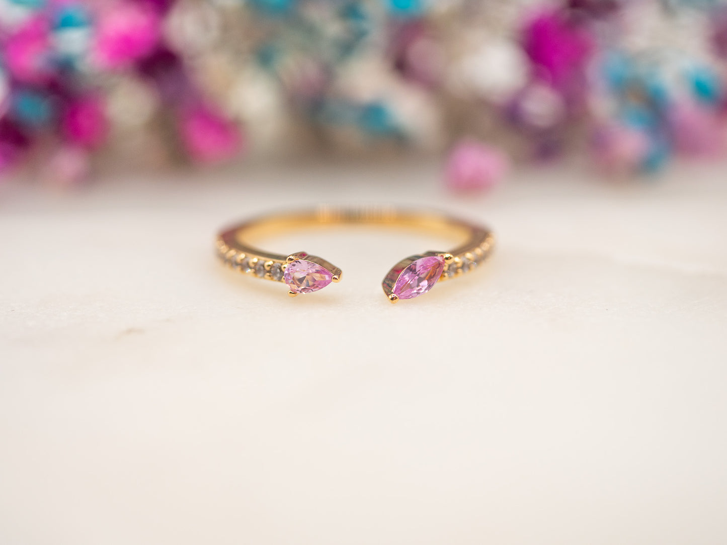 Bague ajustable Étreinte Rosée