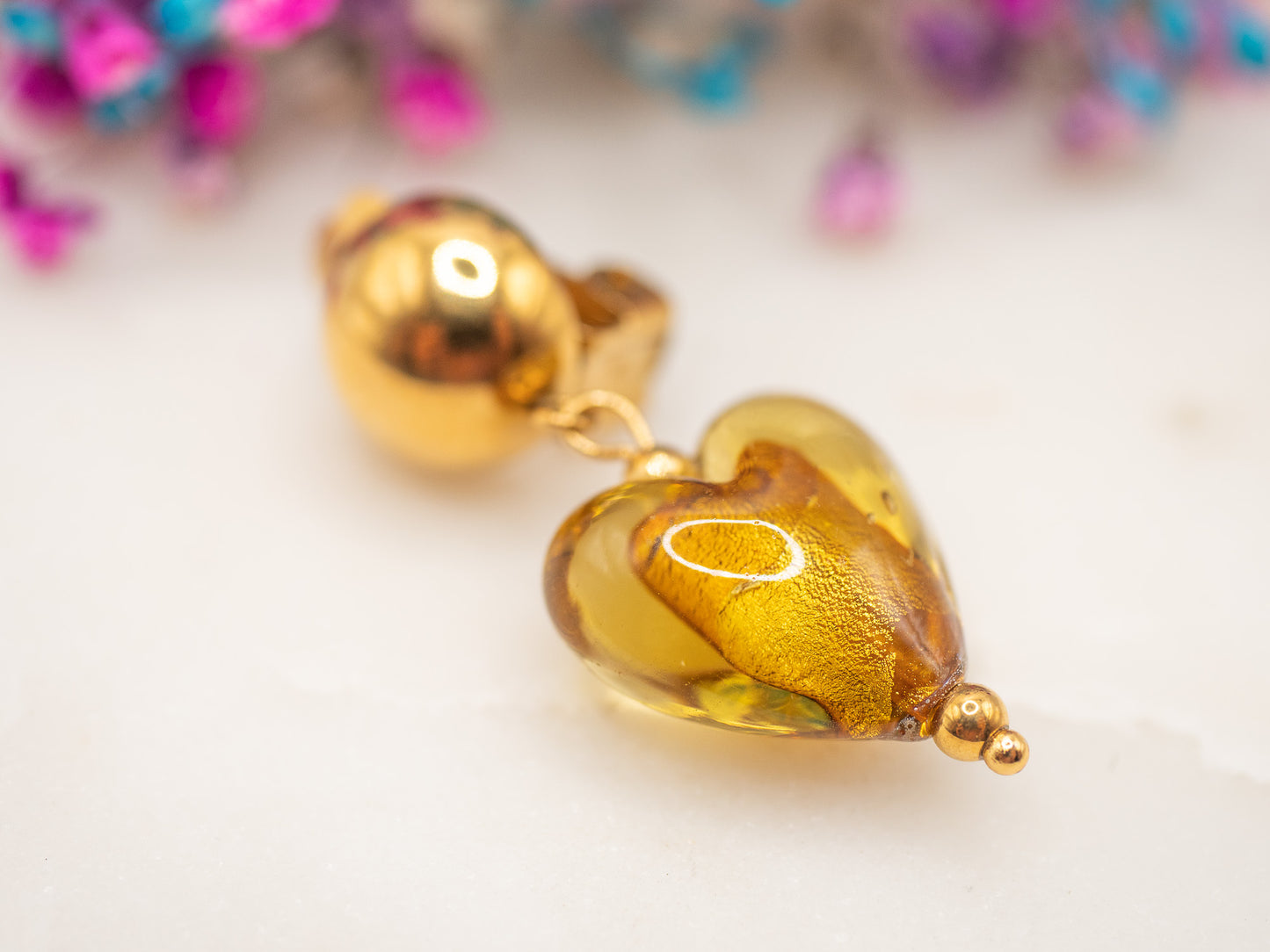 Boucles d'oreilles Coeur Ambré (clips)