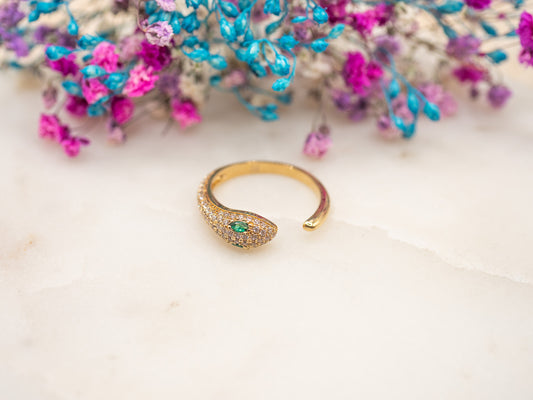 Bague ajustable Serpent Émeraude