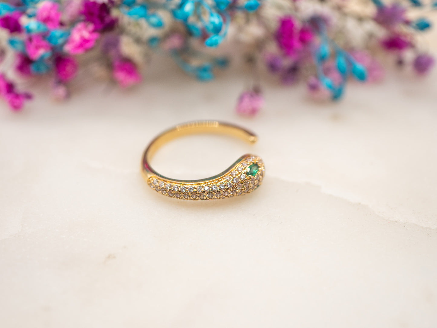 Bague ajustable Serpent Émeraude