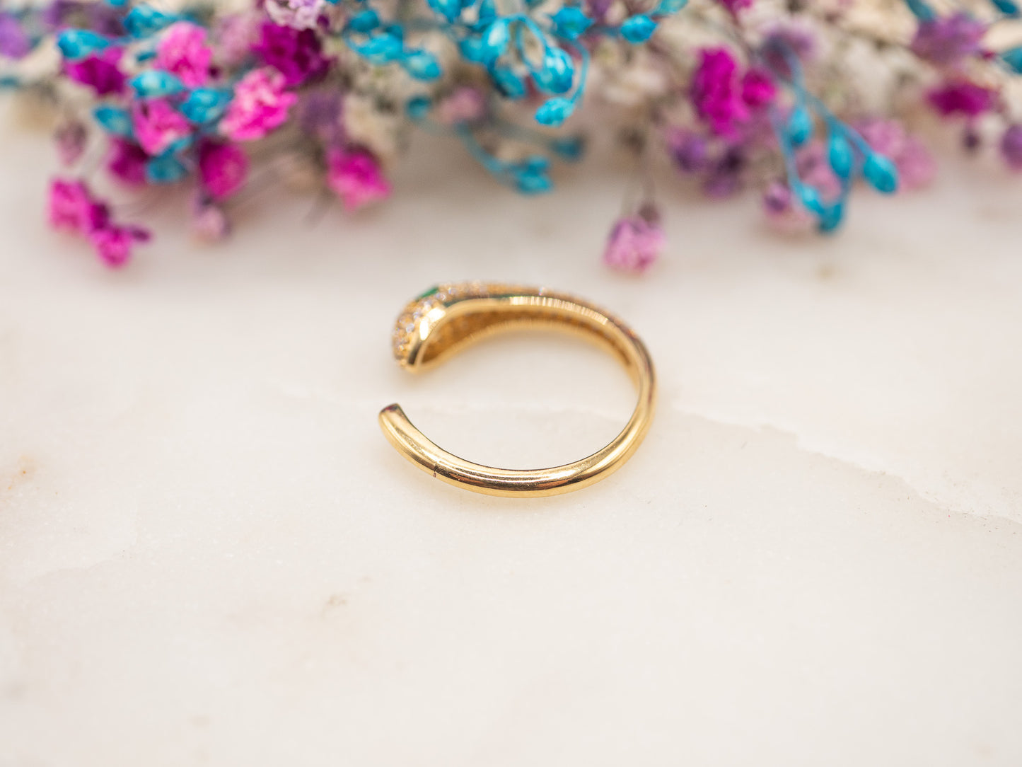 Bague ajustable Serpent Émeraude