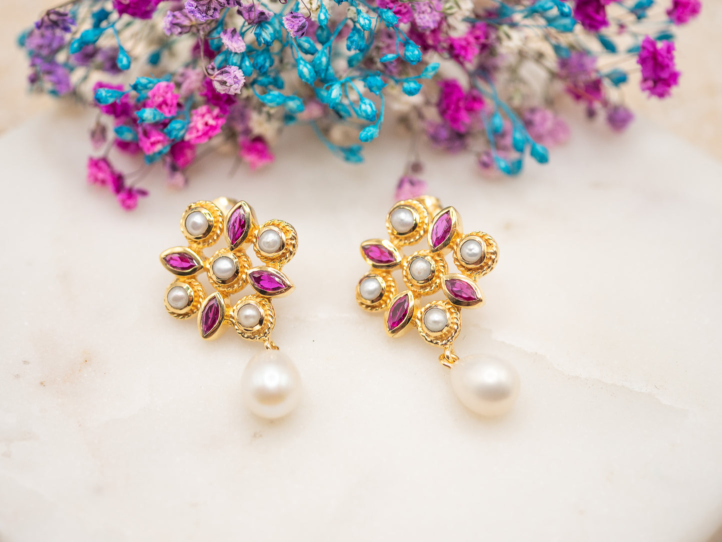 Boucles d'oreilles Bouquet Fuchsia