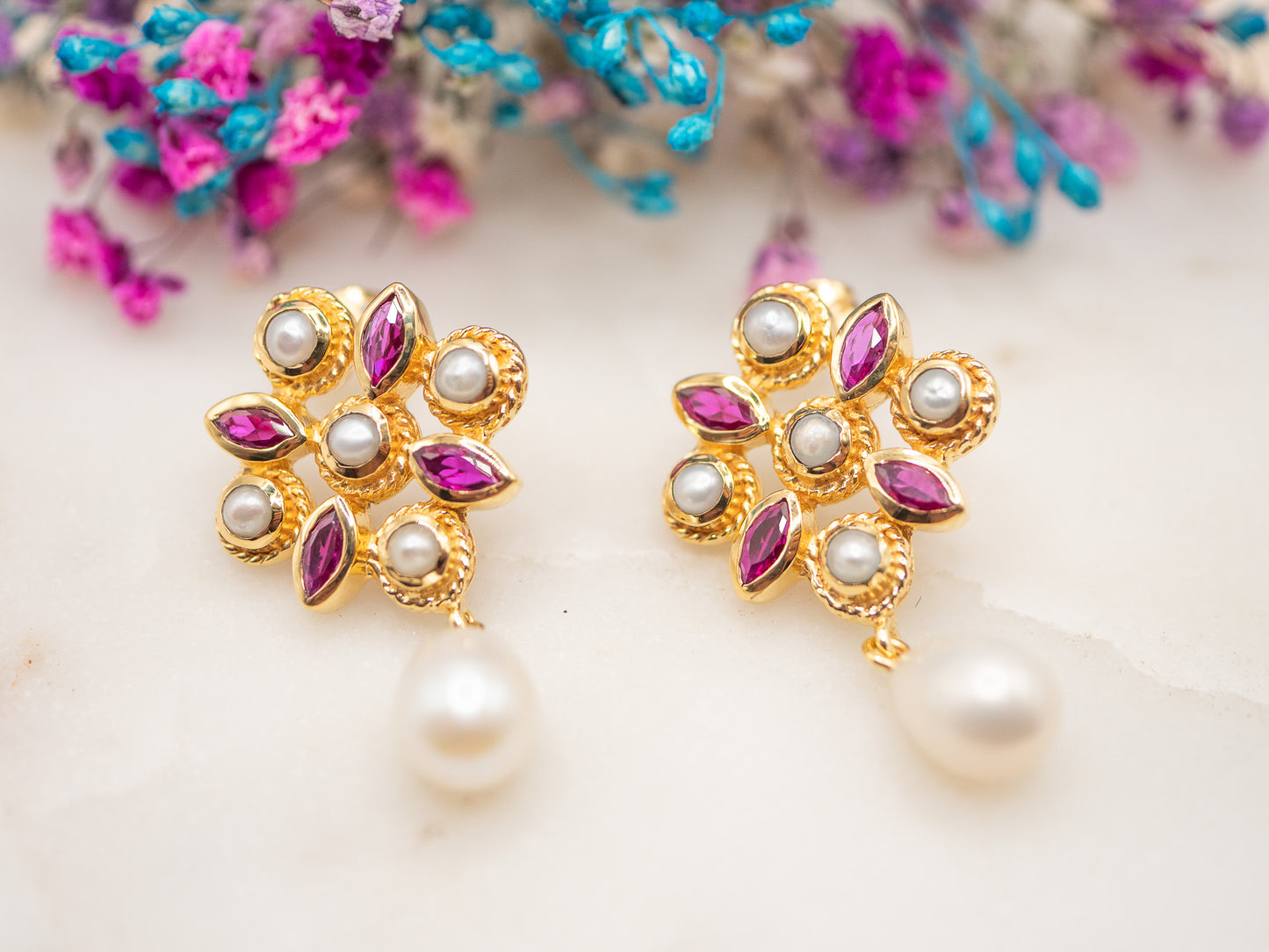 Boucles d'oreilles Bouquet Fuchsia