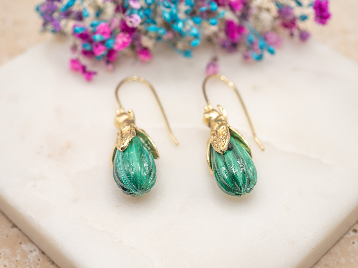Boucles d'oreilles Olive Émeraude
