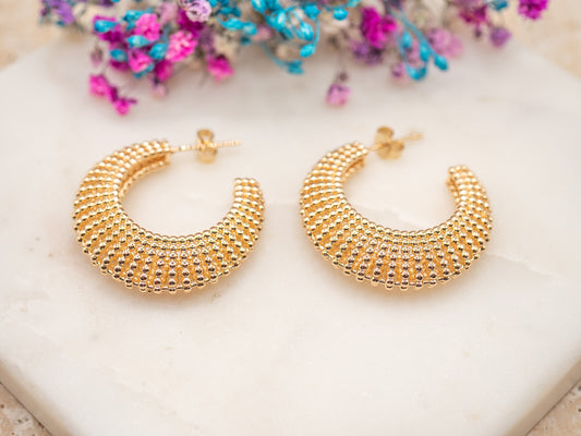 Boucles d'oreilles Demi-Lune Sablée
