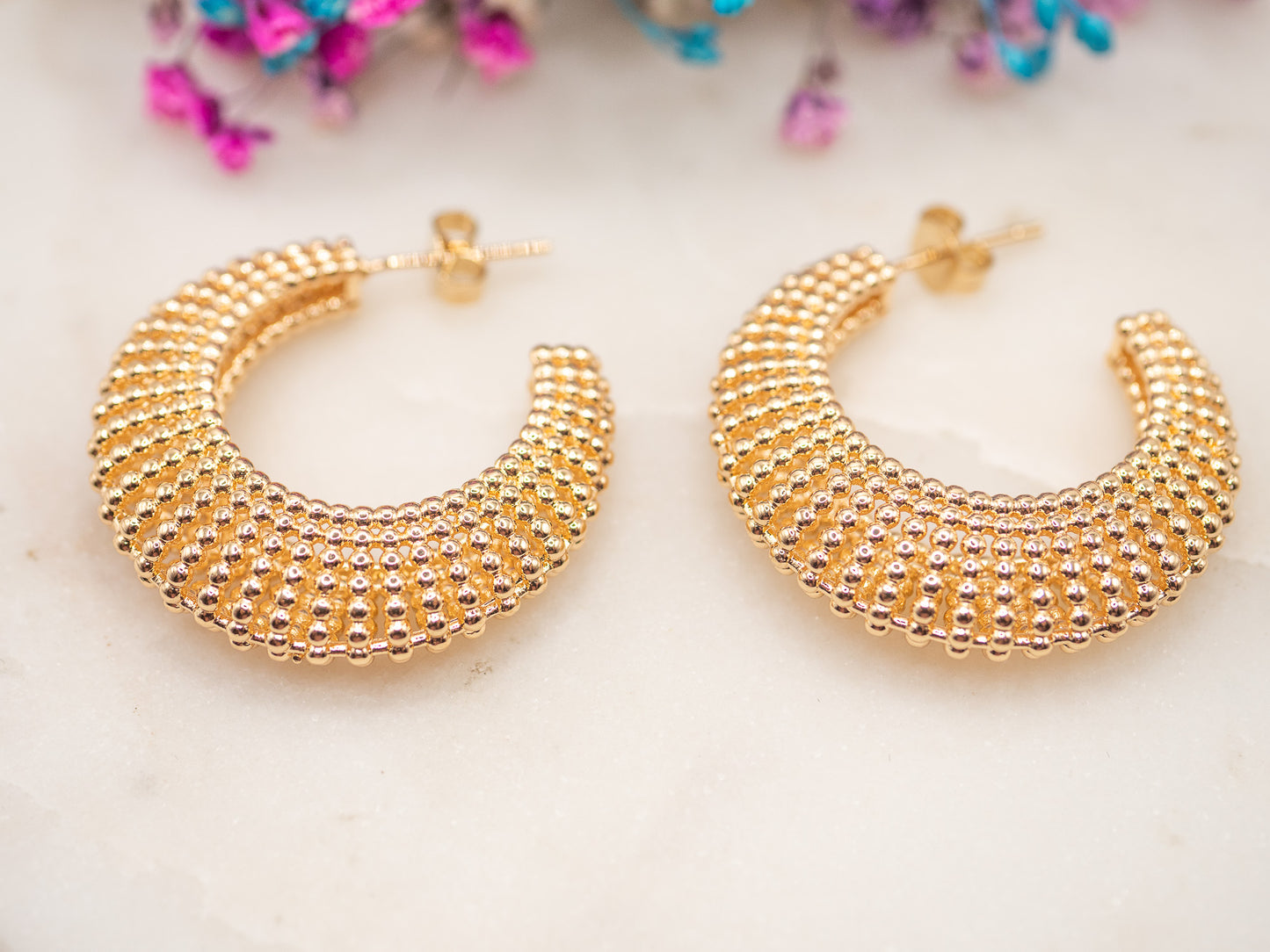 Boucles d'oreilles Demi-Lune Sablée