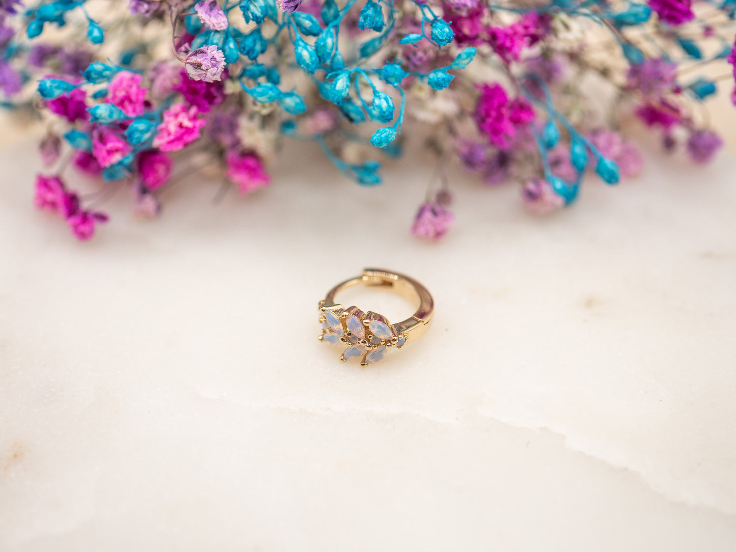 Boucle d'oreille unique Aurore Opaline