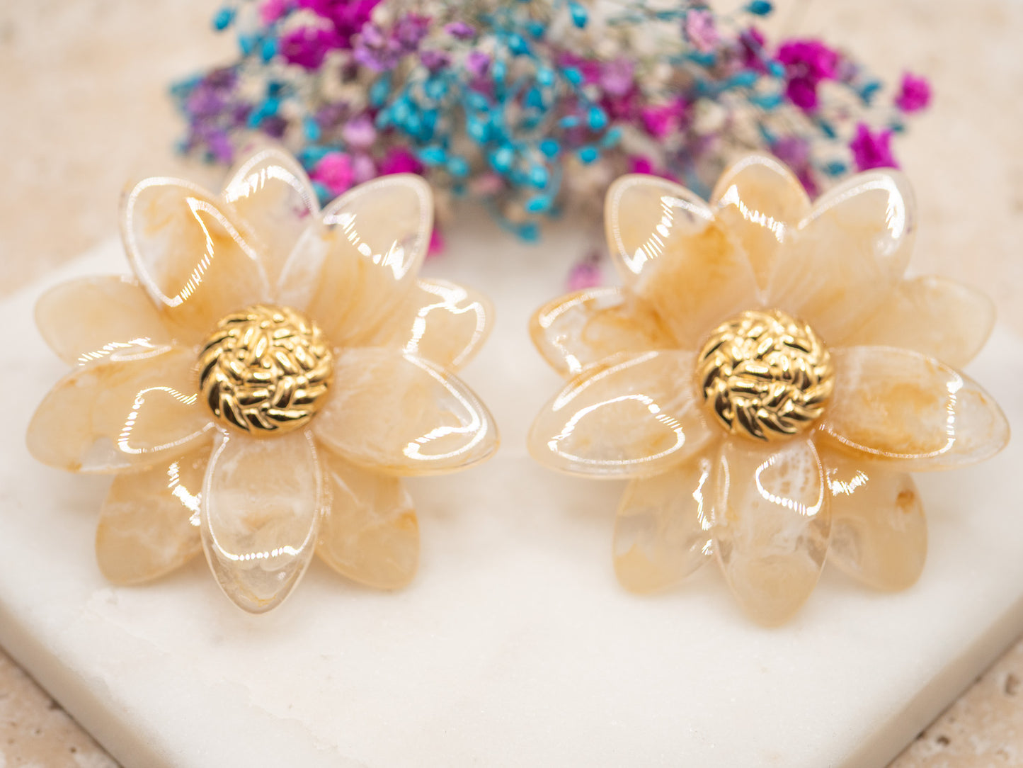 Boucles d'oreilles Dahlia Doré