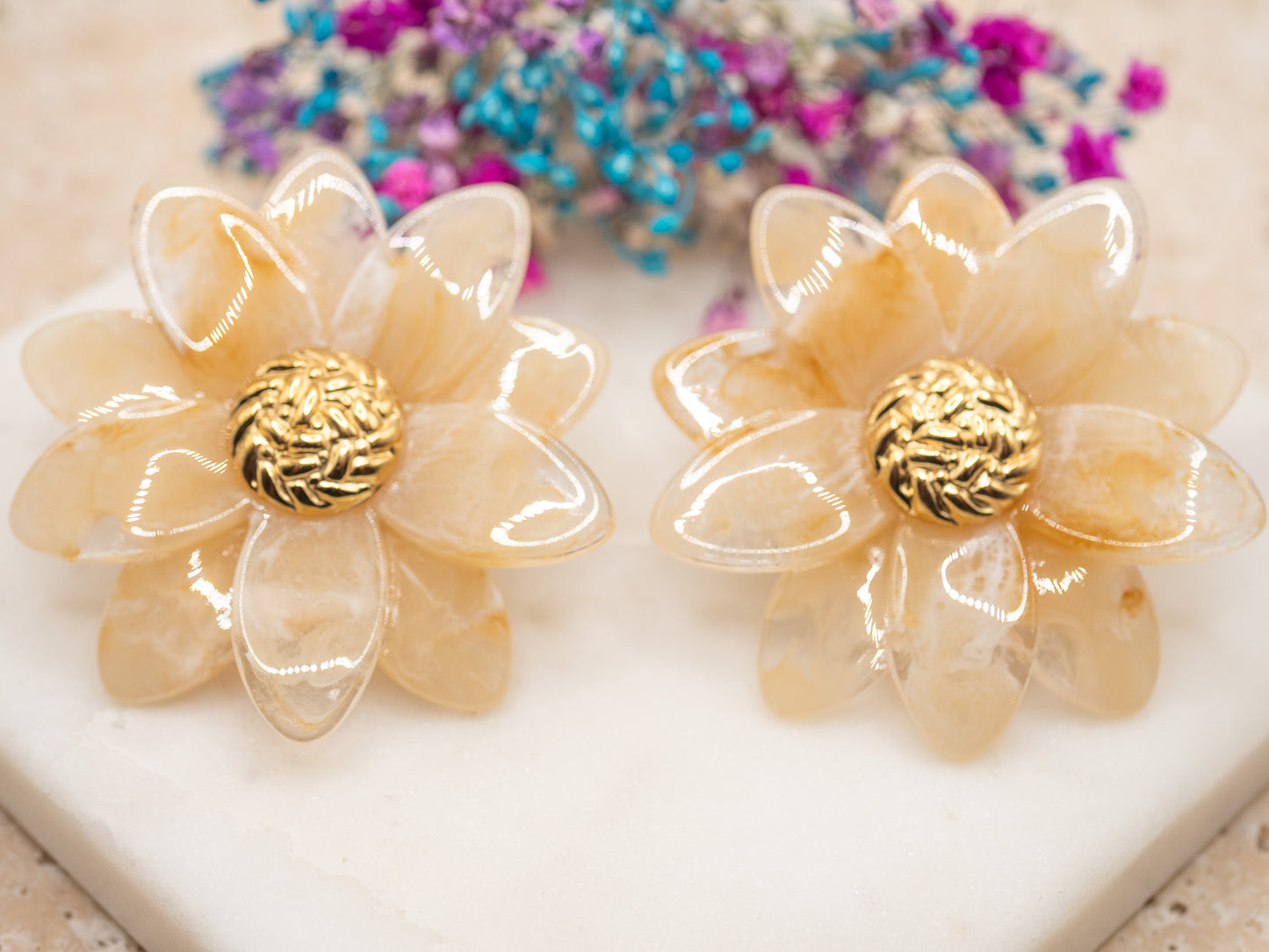 Boucles d'oreilles Dahlia Doré