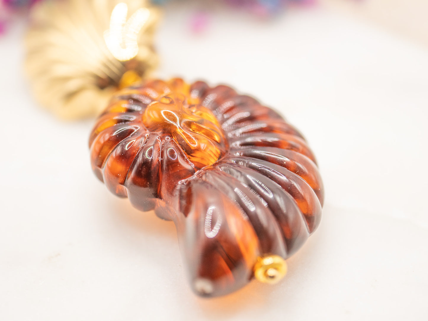 Boucles d'oreilles Coquillage Ambré
