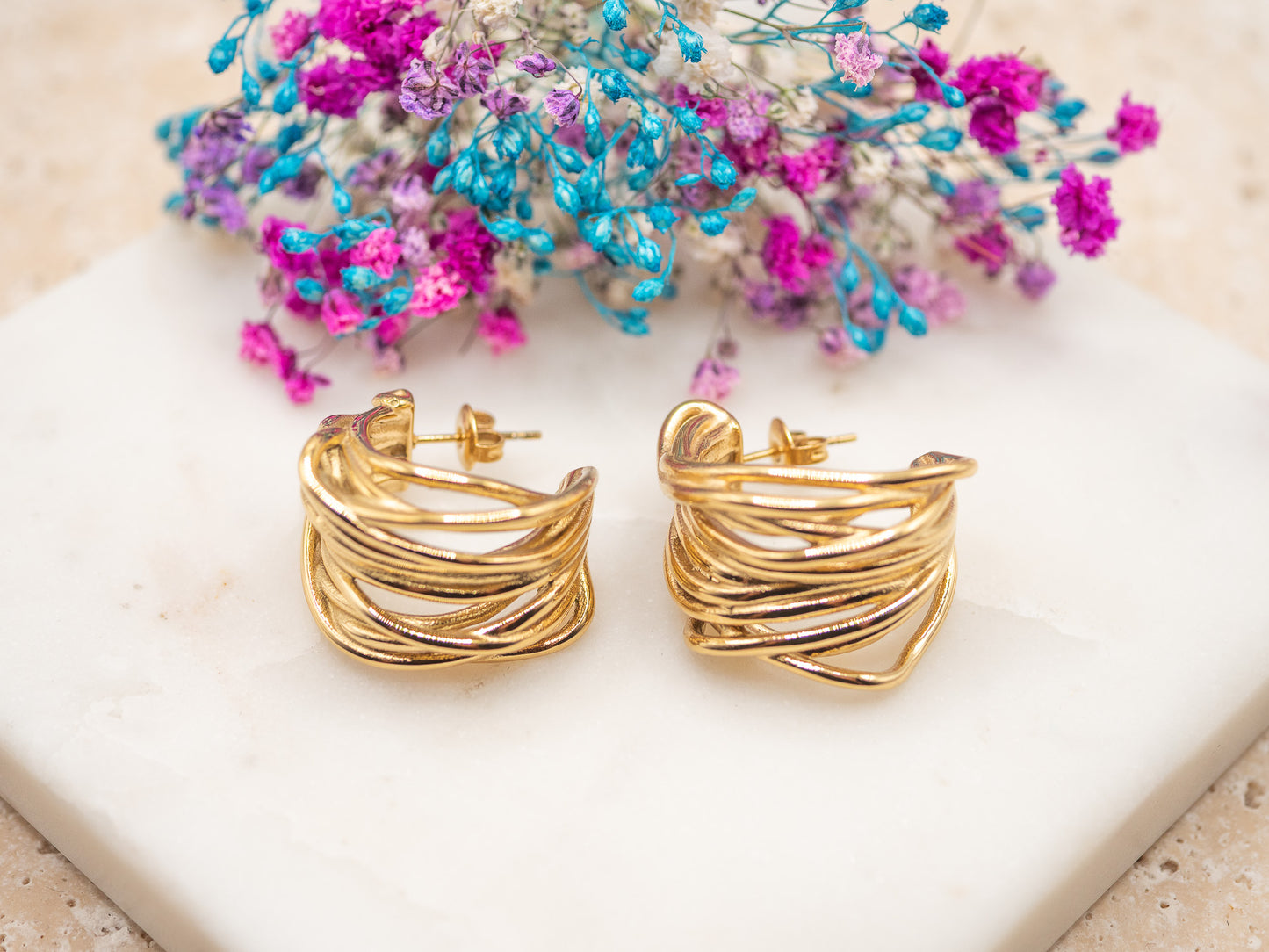Boucles d'oreilles Vague Dorée