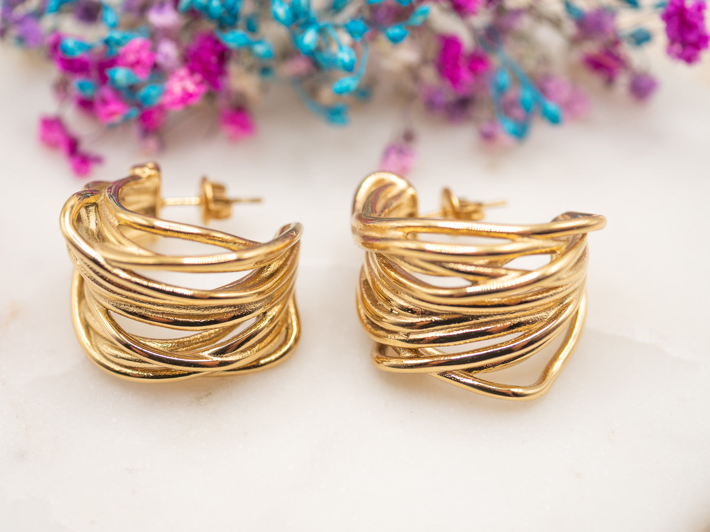 Boucles d'oreilles Vague Dorée
