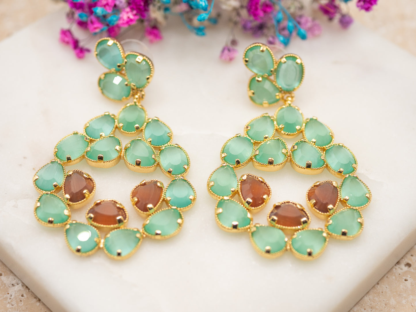 Boucles d'oreilles Lagune Menthe