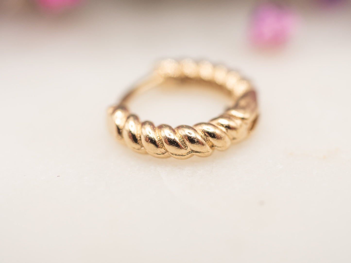 Boucle d'oreille unique Torsade Miel