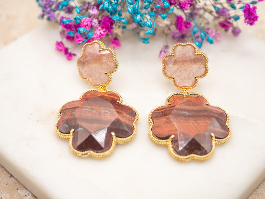 Boucles d'oreilles Trèfle Cannelle