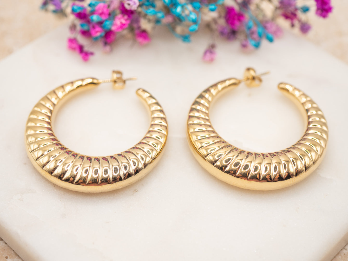 Boucles d'oreilles Cannelures Dorées